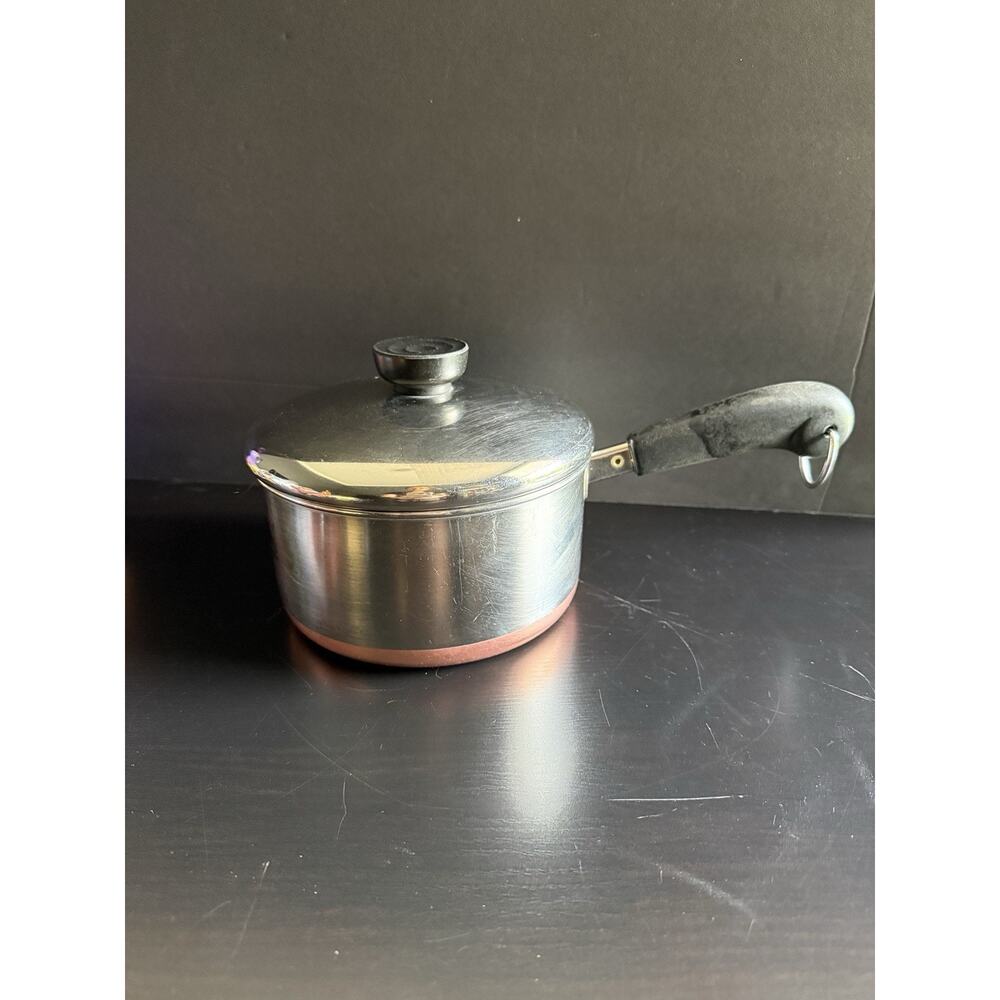 Vintage Revere Ware 1.5 Qt Saucepan w Lid Copper Clad Bottom USA